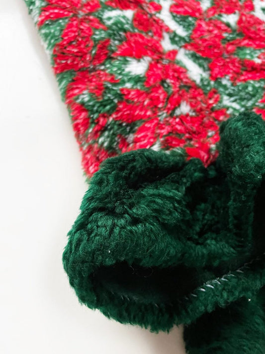 vintage fleece poinsettia ruffle edge tree skirt - good market thrift store