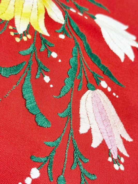 vintage folk floral embroidered pillow case - good market thrift store