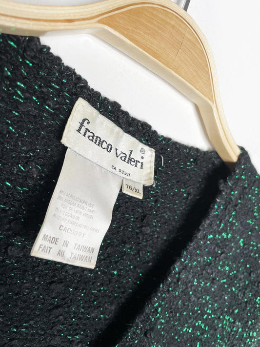 vintage franco valeri angora - blend green metallic boucle knit sweater - good market thrift store