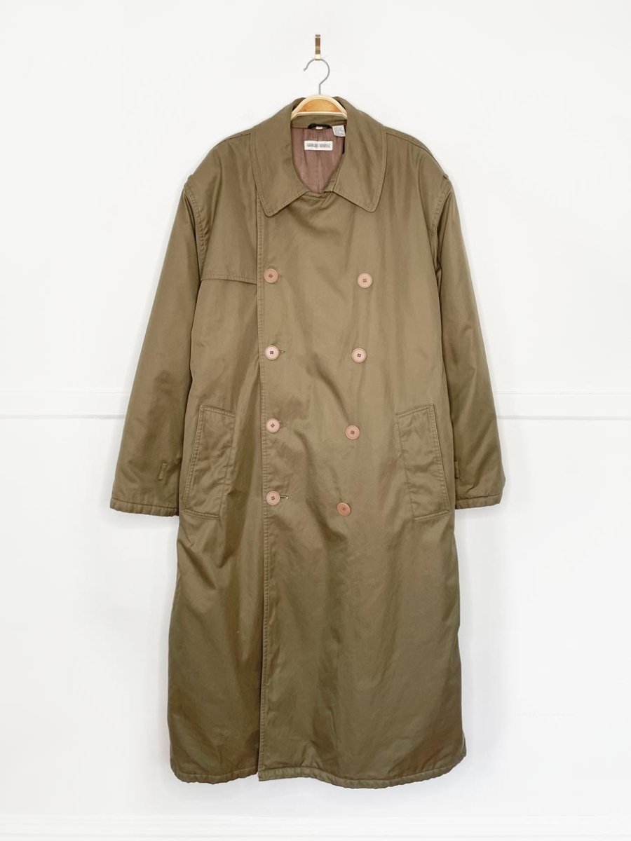 vintage giorgio armani military padded trench coat - good market thrift store