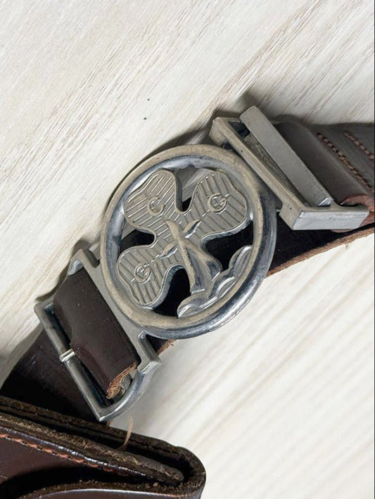 vintage girl guides "ole valmis" leather belt with rope | made in USA - good market thrift store