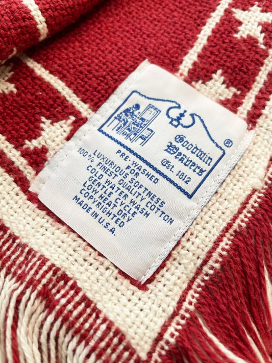 vintage goodwin weavers santas sleigh + reindeer throw blanket | made in USA - good market thrift store