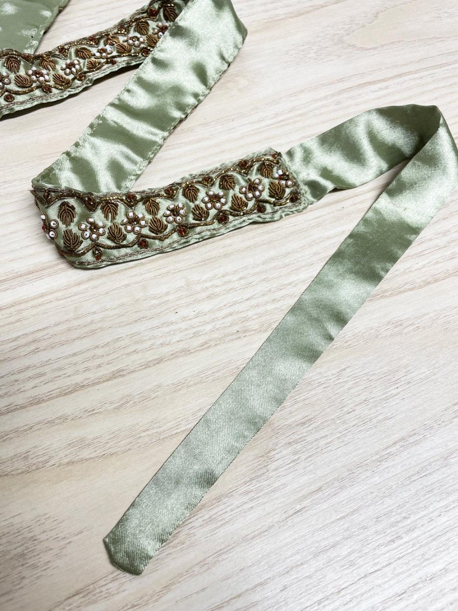 vintage hand - beaded satin tie belt - good market thrift store