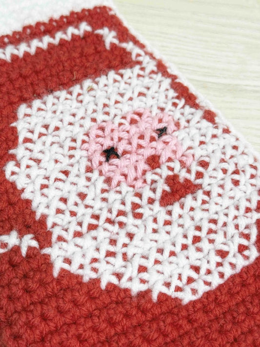 vintage hand - knit santa claus christmas stocking - good market thrift store