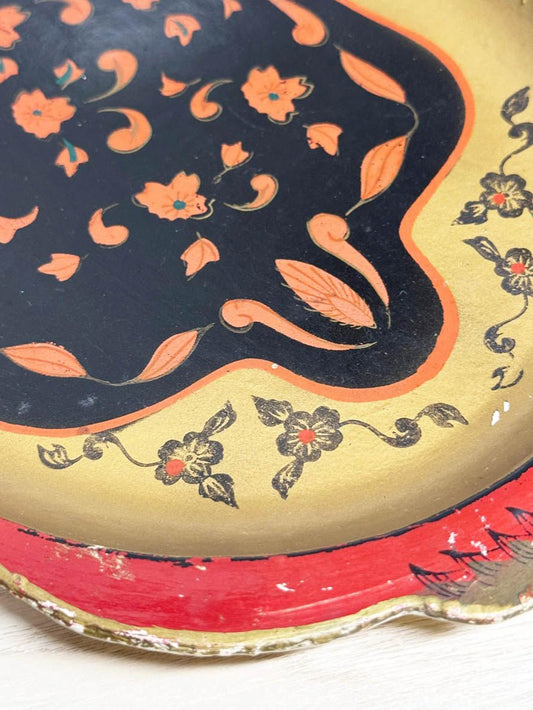 vintage hand - painted florentine oval tray | made in Japan - good market thrift store