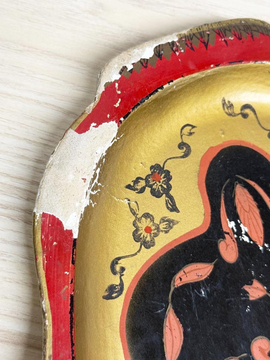 vintage hand - painted florentine oval tray | made in Japan - good market thrift store