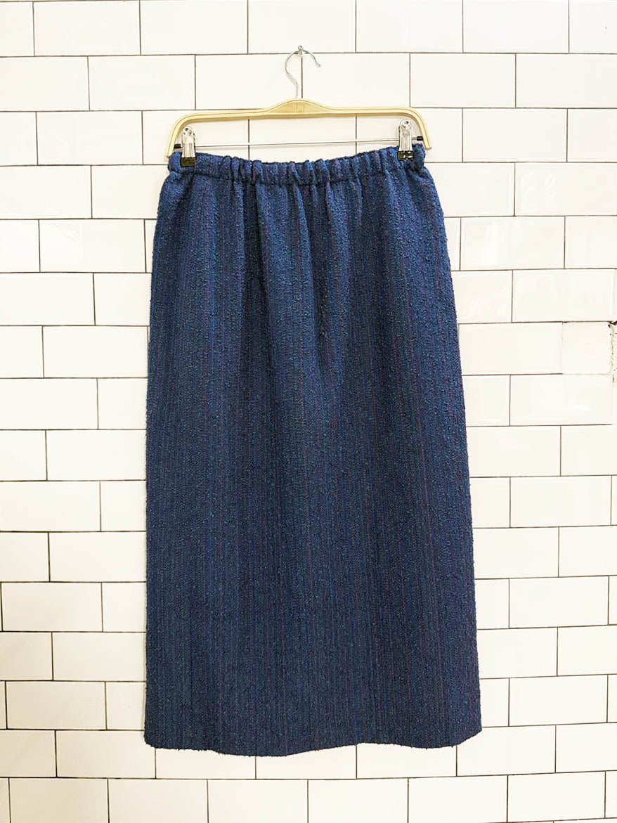 vintage hand woven naturals tweed midi skirt - good market thrift store