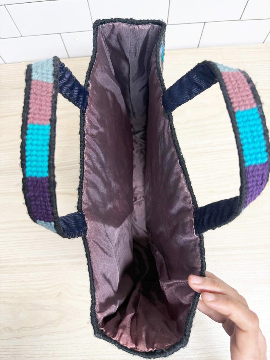 vintage handmade argyle structured tote bag - good market thrift store