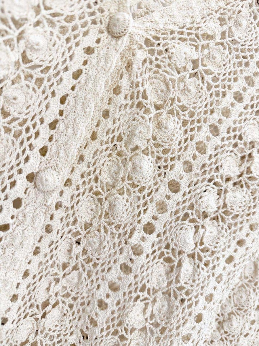 vintage handmade crochet full button cardigan - good market thrift store