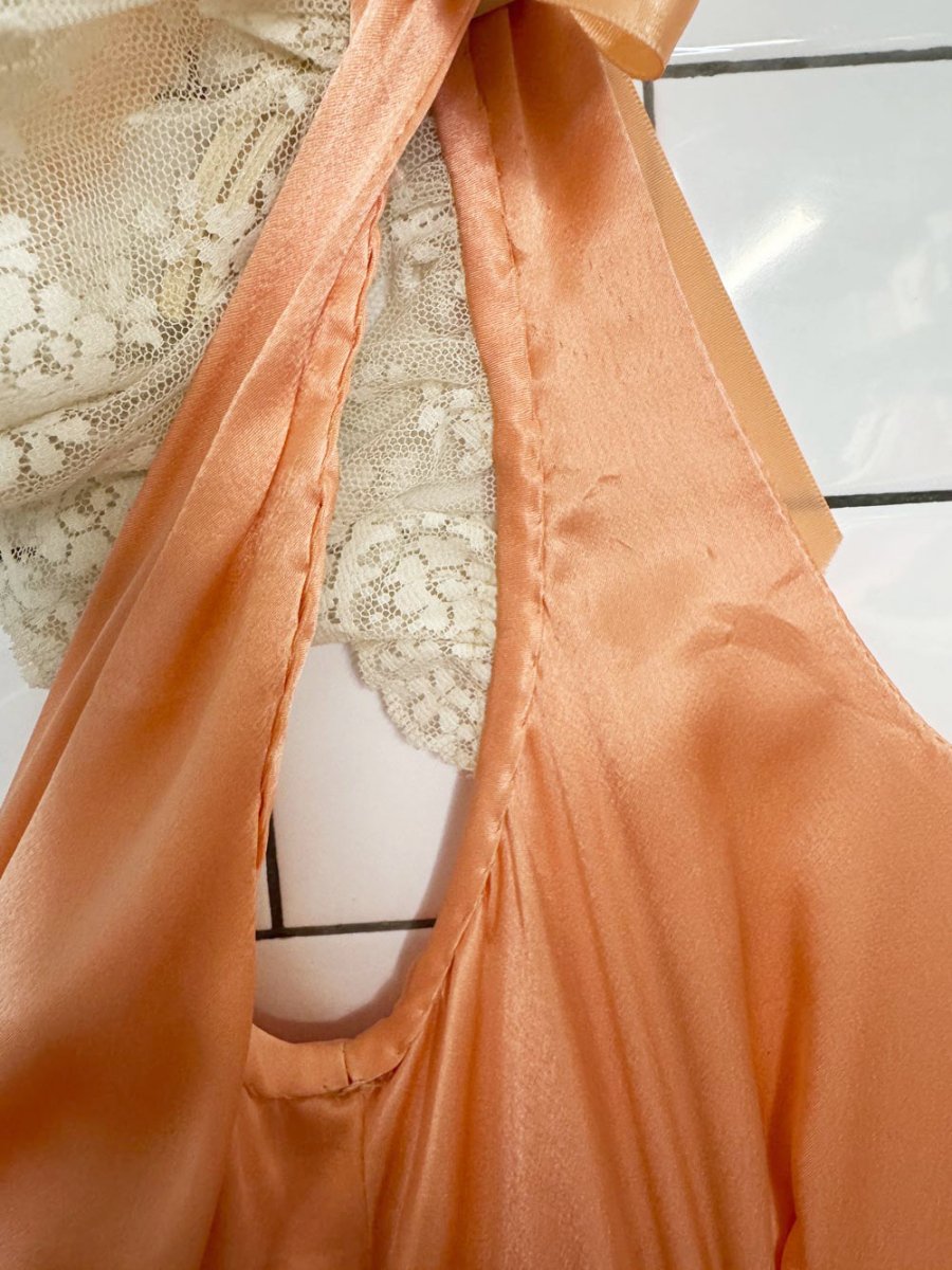 vintage handmade southern belle lace trim satin maxi dress | romantic gunne sax fairy prairie - good market thrift store
