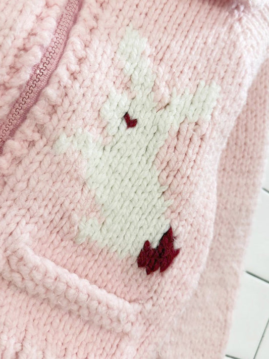 vintage handmade wool bunny full zip knit cowichan cardigan - good market thrift store