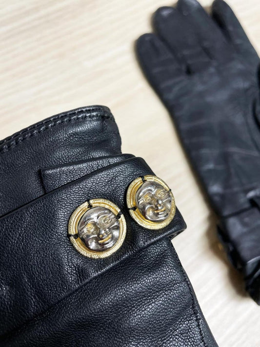 vintage happy buddha belted leather gloves | lined - good market thrift store