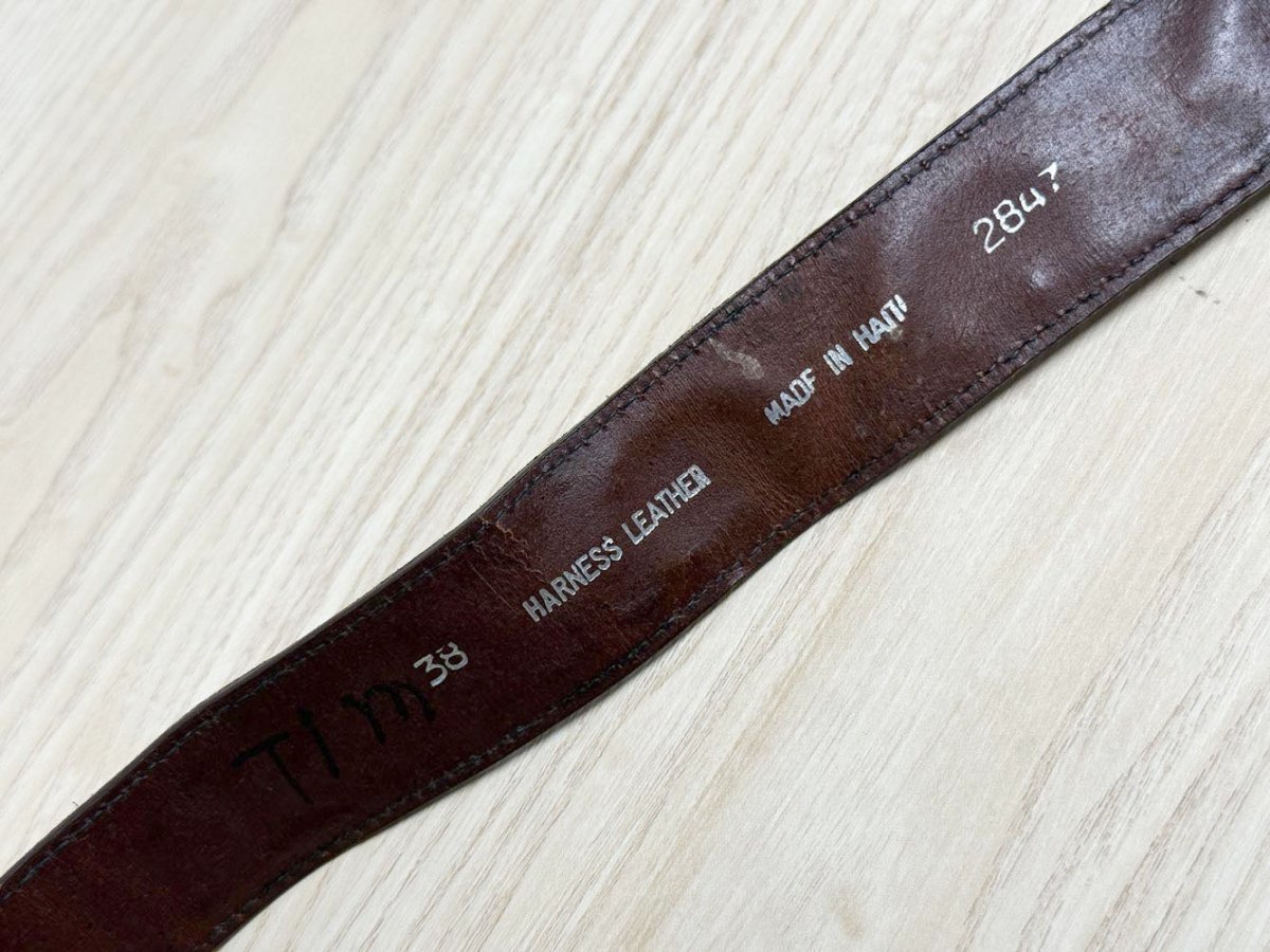 vintage harness leather stitched western belt | made in Haiti - good market thrift store