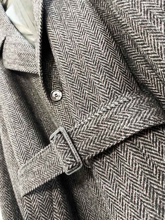 vintage haute rive wool herringbone belted coat | stars - good market thrift store