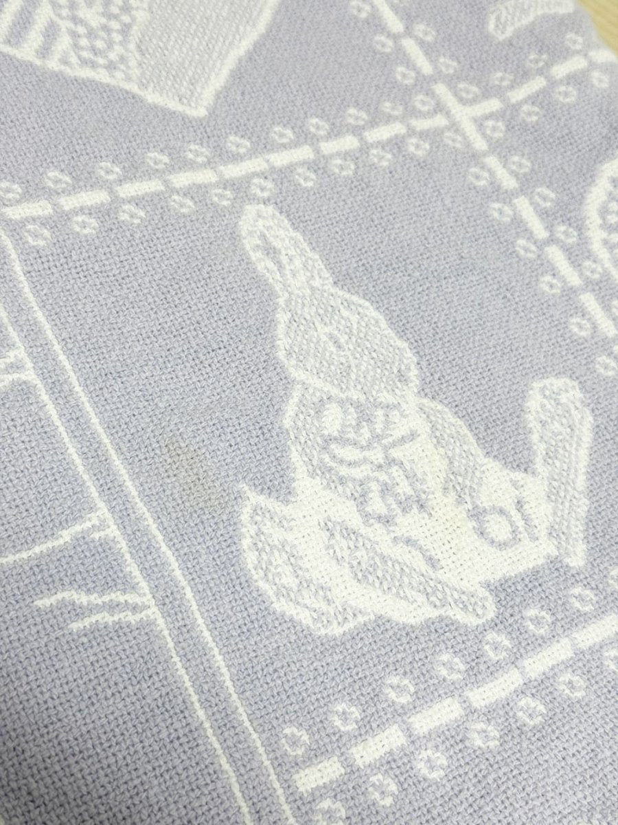 vintage hearts and bunnies fringe towel - good market thrift store