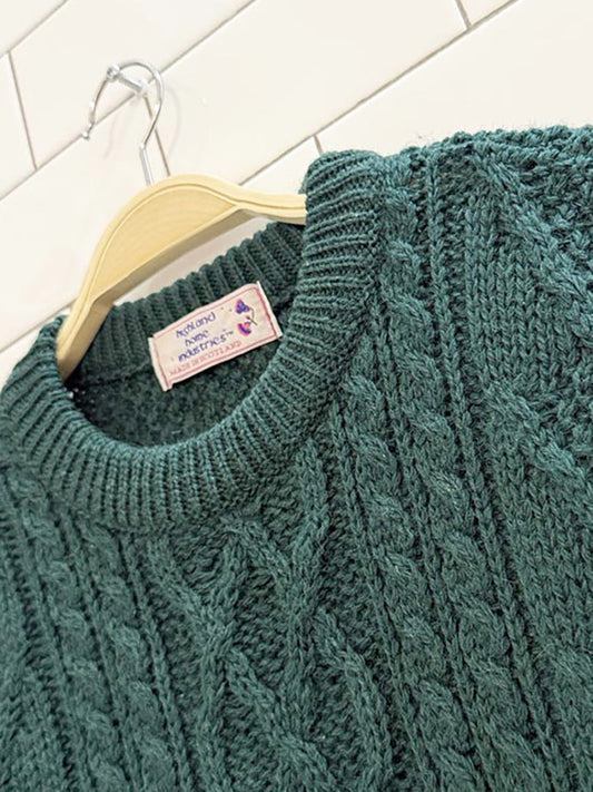 vintage highland 100% wool cable knit sweater | made in scotland - good market thrift store