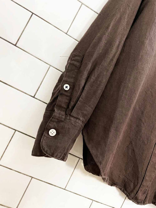 vintage j crew x baird mcnutt 100% irish linen full button shirt | made in india - good market thrift store