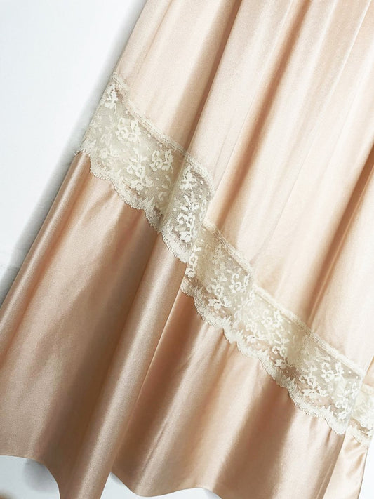 vintage jc penney satin lace trim two-tone midi slip skirt - good market thrift store