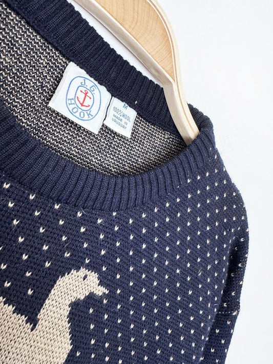 vintage JG hook 100% wool birdseye duck knit sweater - good market thrift store
