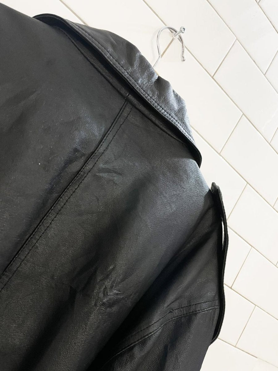 vintage jocelyn st vincent belted leather trench coat - good market thrift store