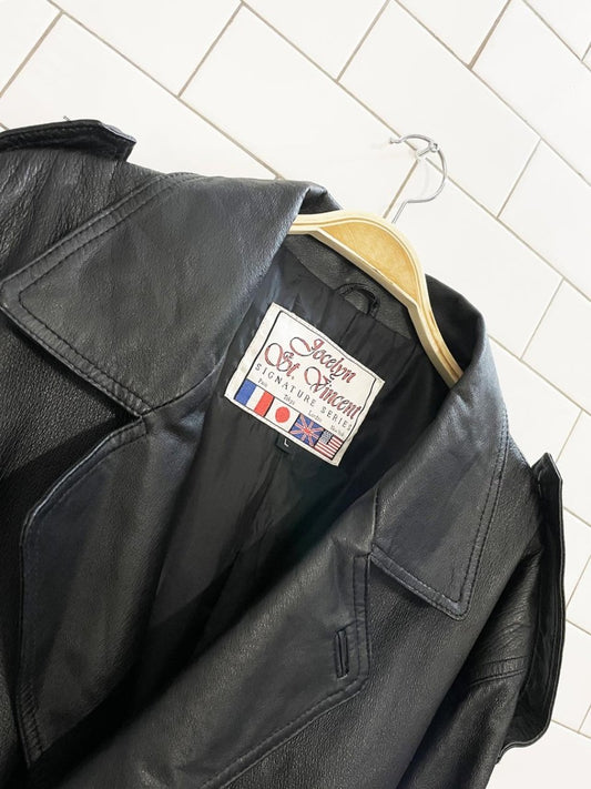 vintage jocelyn st vincent belted leather trench coat - good market thrift store