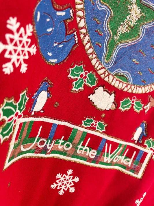 vintage joy to the world glitter graphic sweatshirt | holiday time - good market thrift store