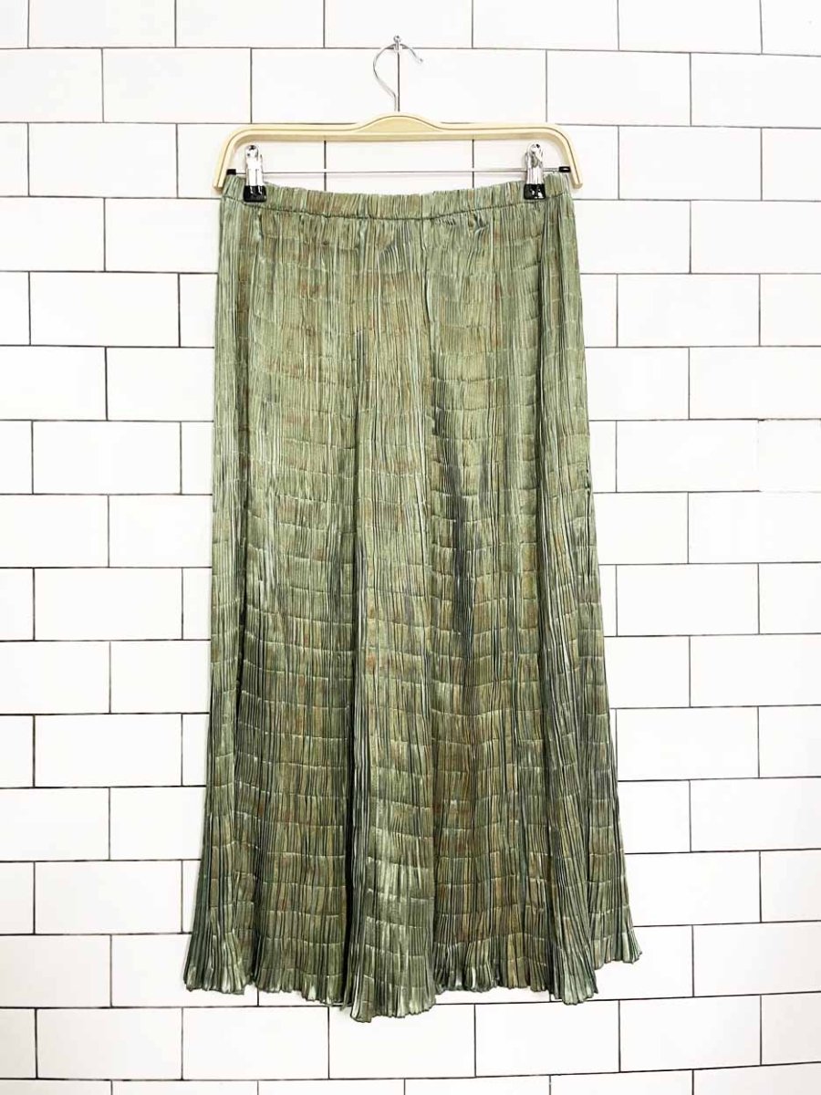 vintage justine limpus parish hand - painted pleated metallic midi skirt | made in USA - good market thrift store