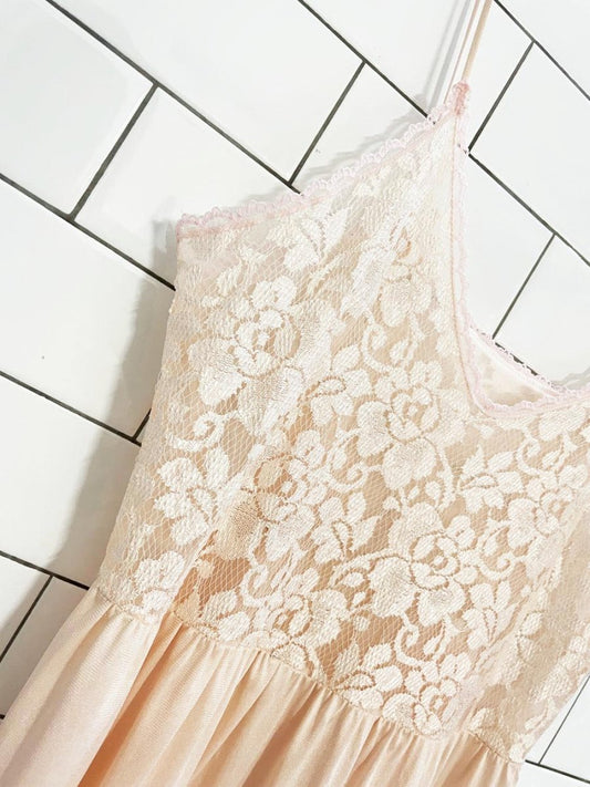 vintage kayser lace polyknit maxi slip dress | made in Canada - good market thrift store