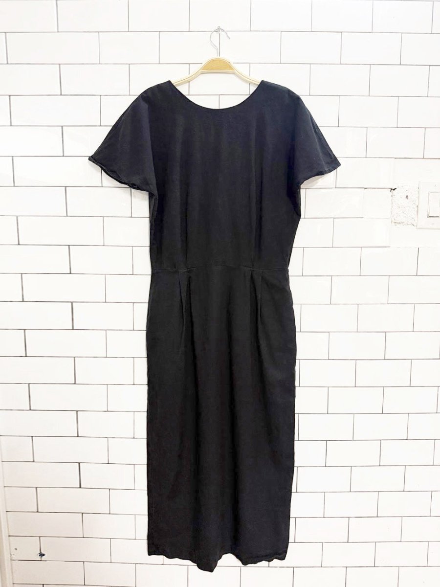 vintage kettle creek 100% linen 1/2 button maxi dress - good market thrift store