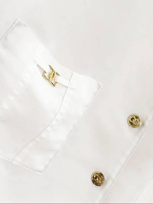 vintage la redoute gold button poly blouse - good market thrift store