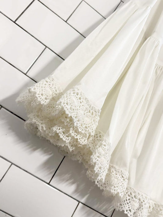 vintage lace trim sheer petticoat midi skirt - good market thrift store