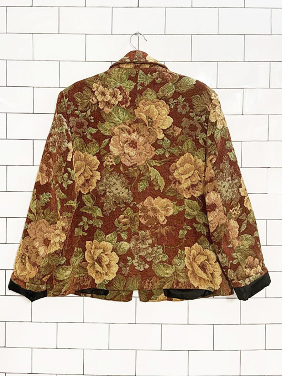 vintage lakewear wove floral tapestry blazer - good market thrift store