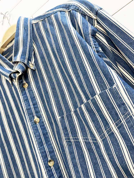 vintage land's end striped denim shirt | made in USA - good market thrift store