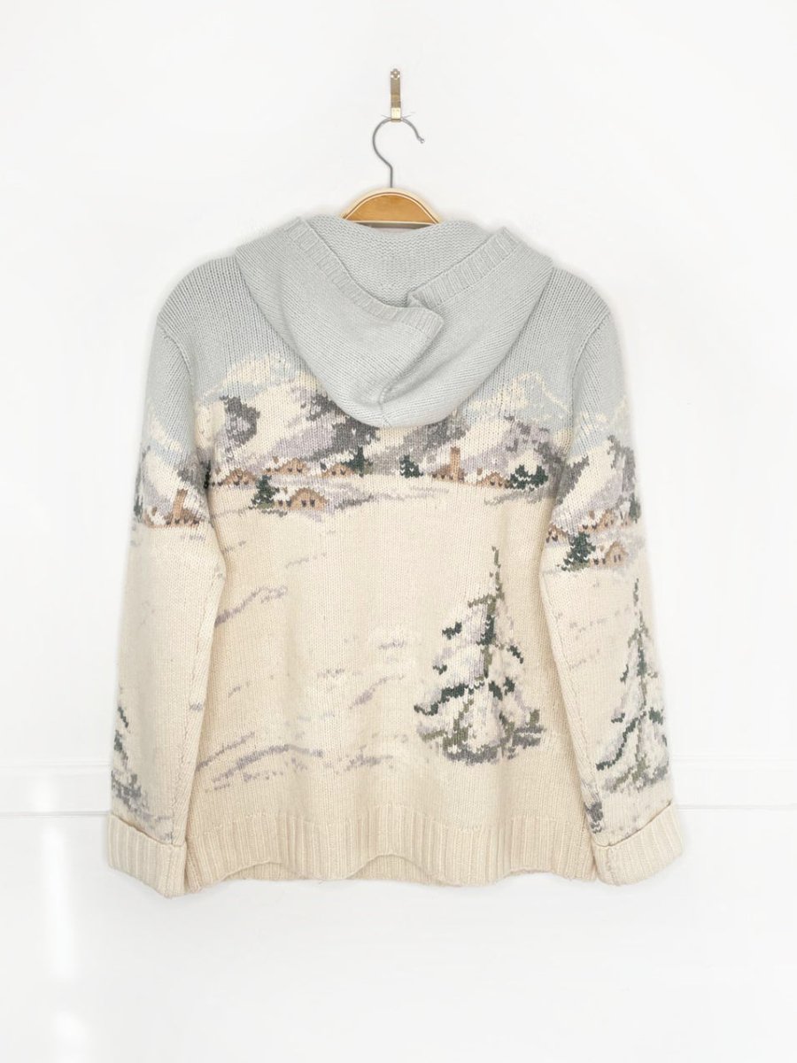 vintage lauren RL 100% lambswool hand - knit sleigh ride 1/4 zip knit hoodie | ralph lauren - good market thrift store