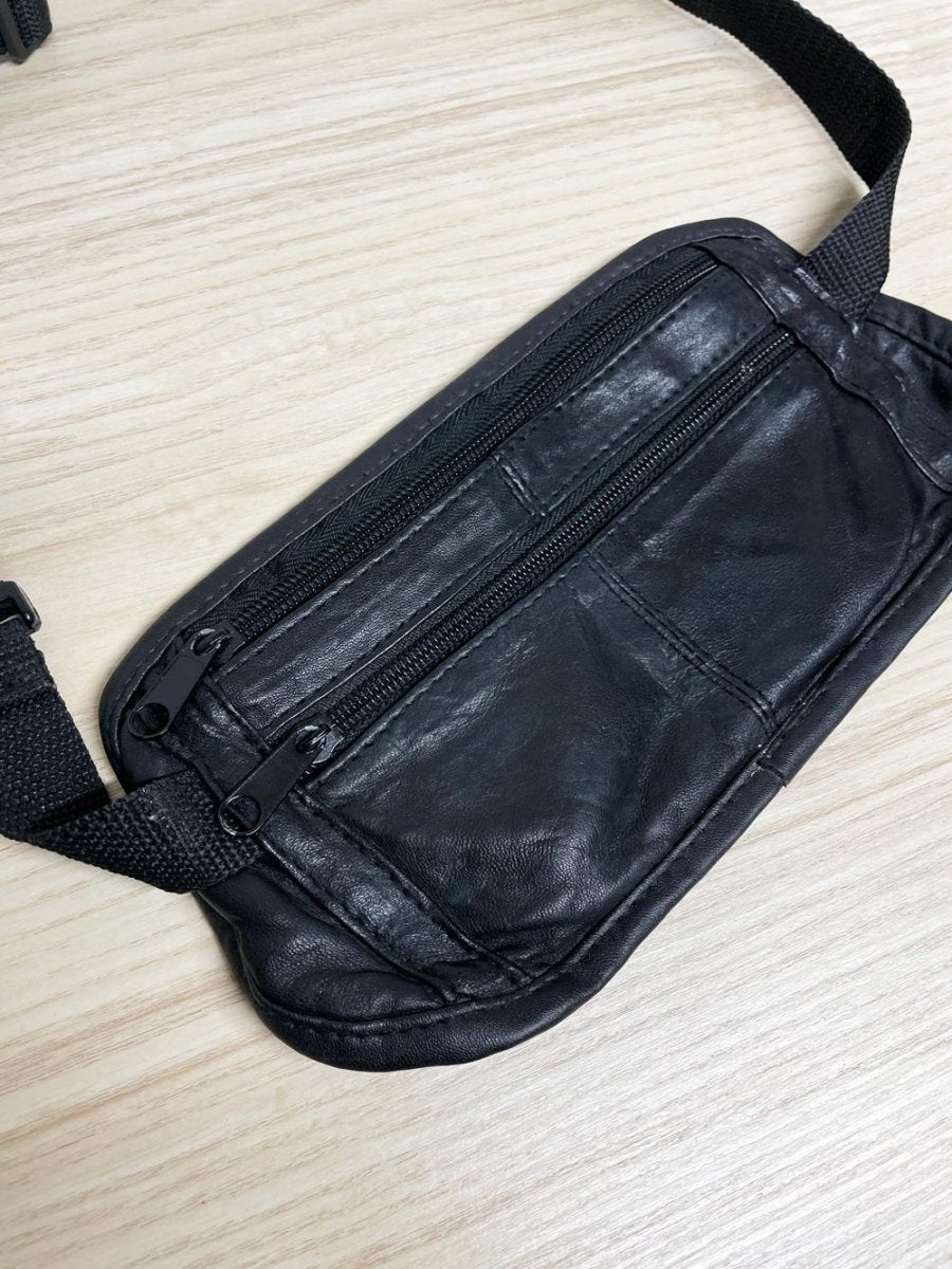 vintage leather flat belt bag - good market thrift store
