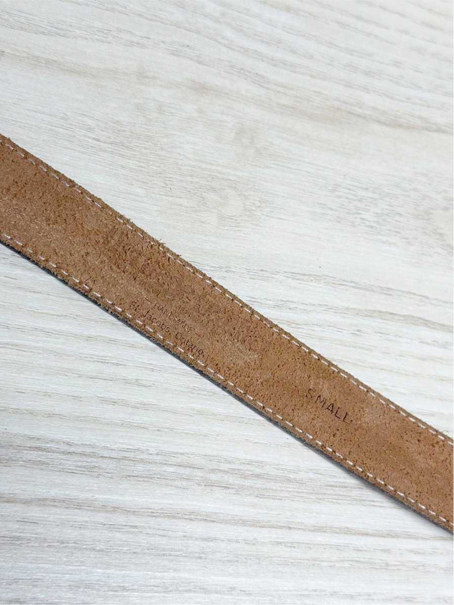 vintage leather metal tipped belt | made in Canada - good market thrift store