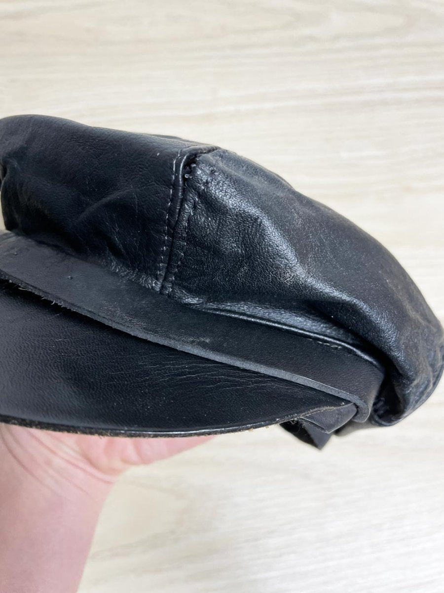 vintage leather newsboy cap | made in USA - good market thrift store