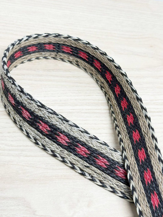 vintage leather trim woven western belt - good market thrift store