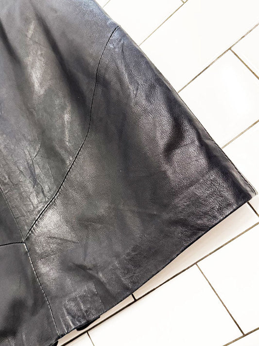 vintage leather v - stitch knee - length skirt - good market thrift store