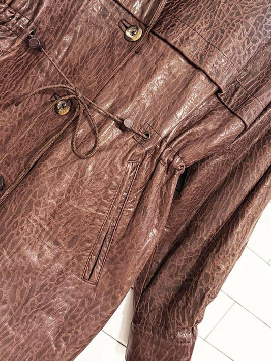 vintage lecuir niko textured lambskin leather cinch waist jacket | made in Canada - good market thrift store