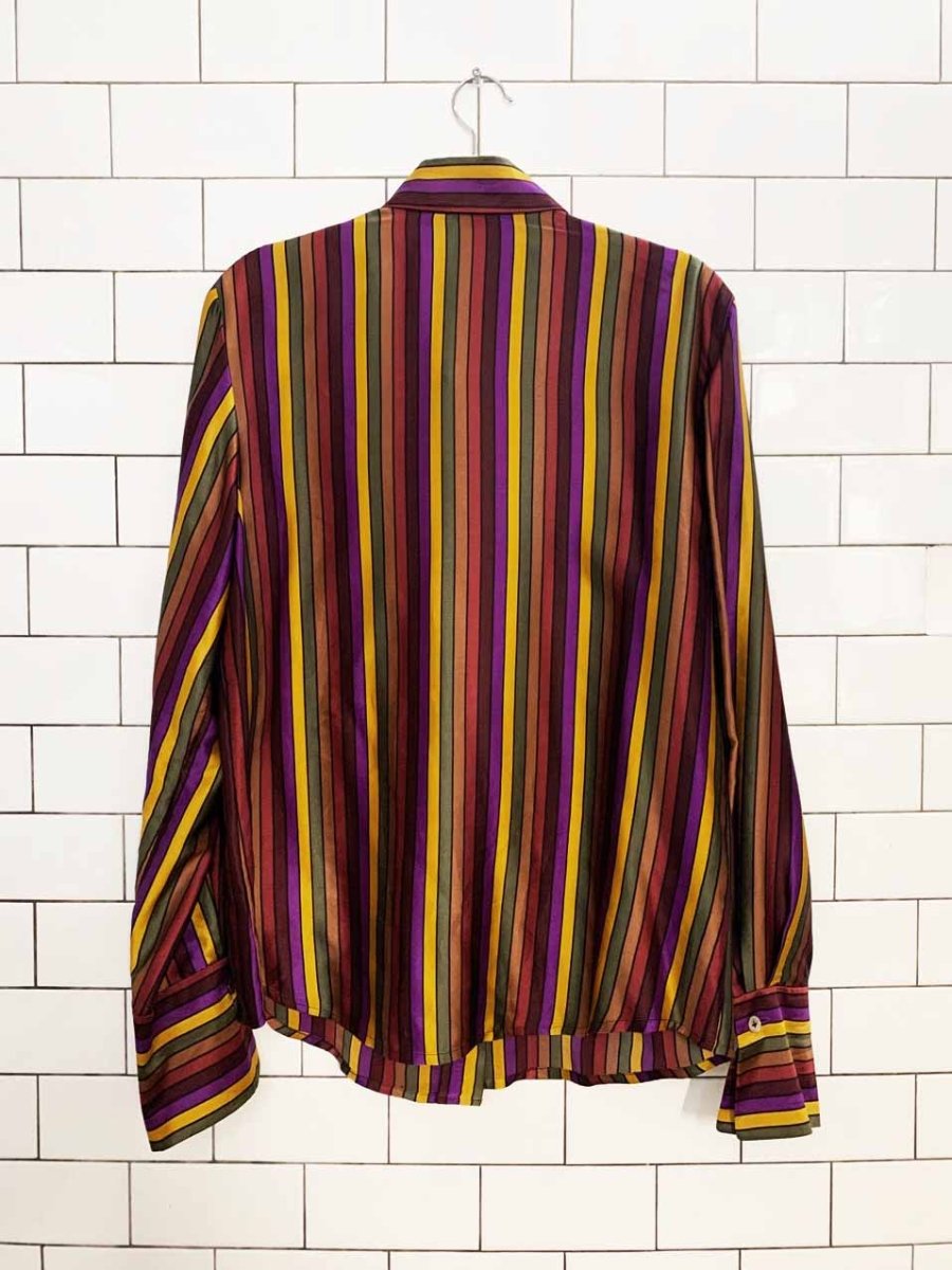 vintage linda allard ellen tracey 100% silk striped blouse - good market thrift store