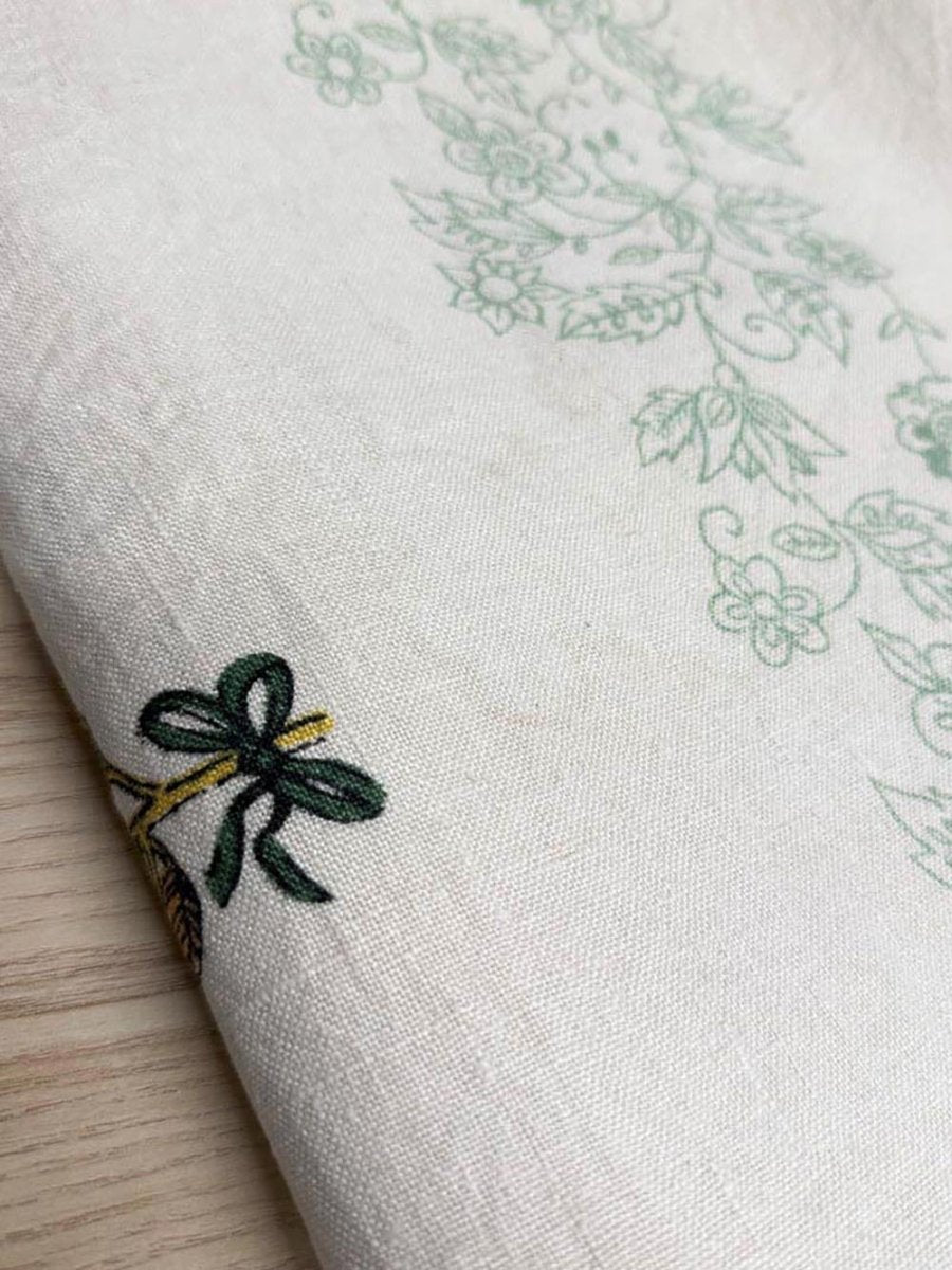 vintage linen harvest farming illustrations table cloth - good market thrift store