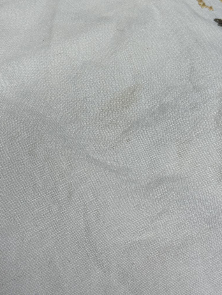 vintage linen retro floral cross stitch table cloth - good market thrift store