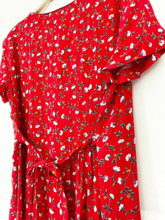 vintage liz baker micro floral half button tie back maxi dress - good market thrift store