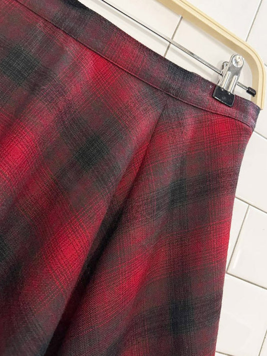 vintage liz claiborne 100% wool plaid a - line midi skirt - good market thrift store