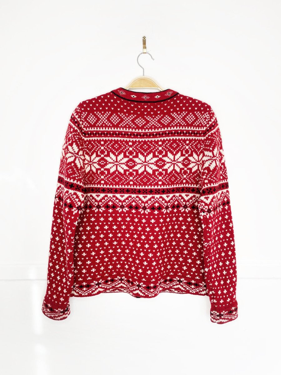 vintage ll bean 100% lambswool nordic snowflake knit cardigan - good market thrift store