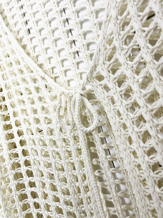 vintage loose crochet knit open cardigan cover up - good market thrift store