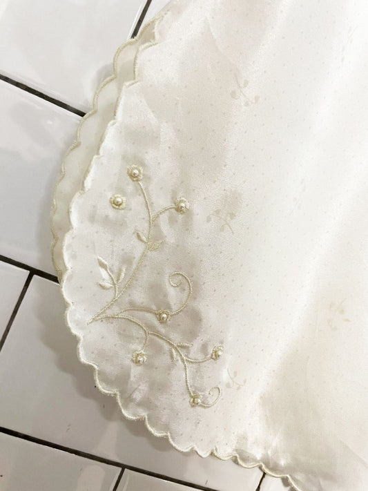 vintage marie ellyse polka dot floral satin slip knee-length skirt - good market thrift store