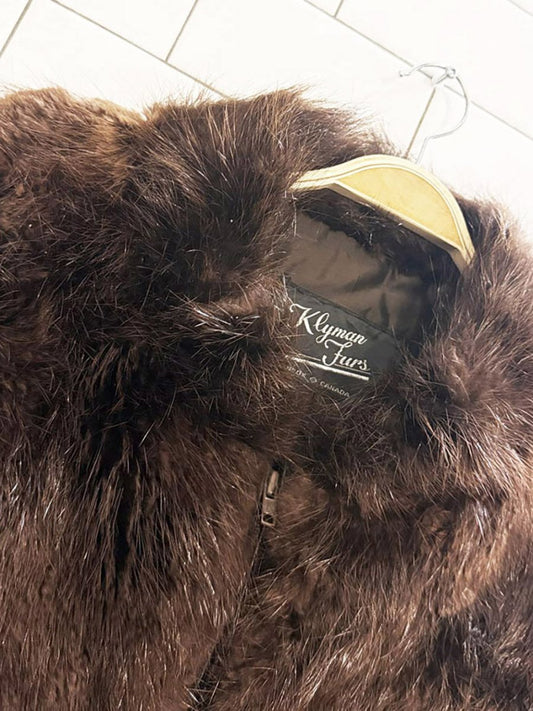 vintage mink full zip leather trim bomber jacket | klyman furs | made in Canada - good market thrift store
