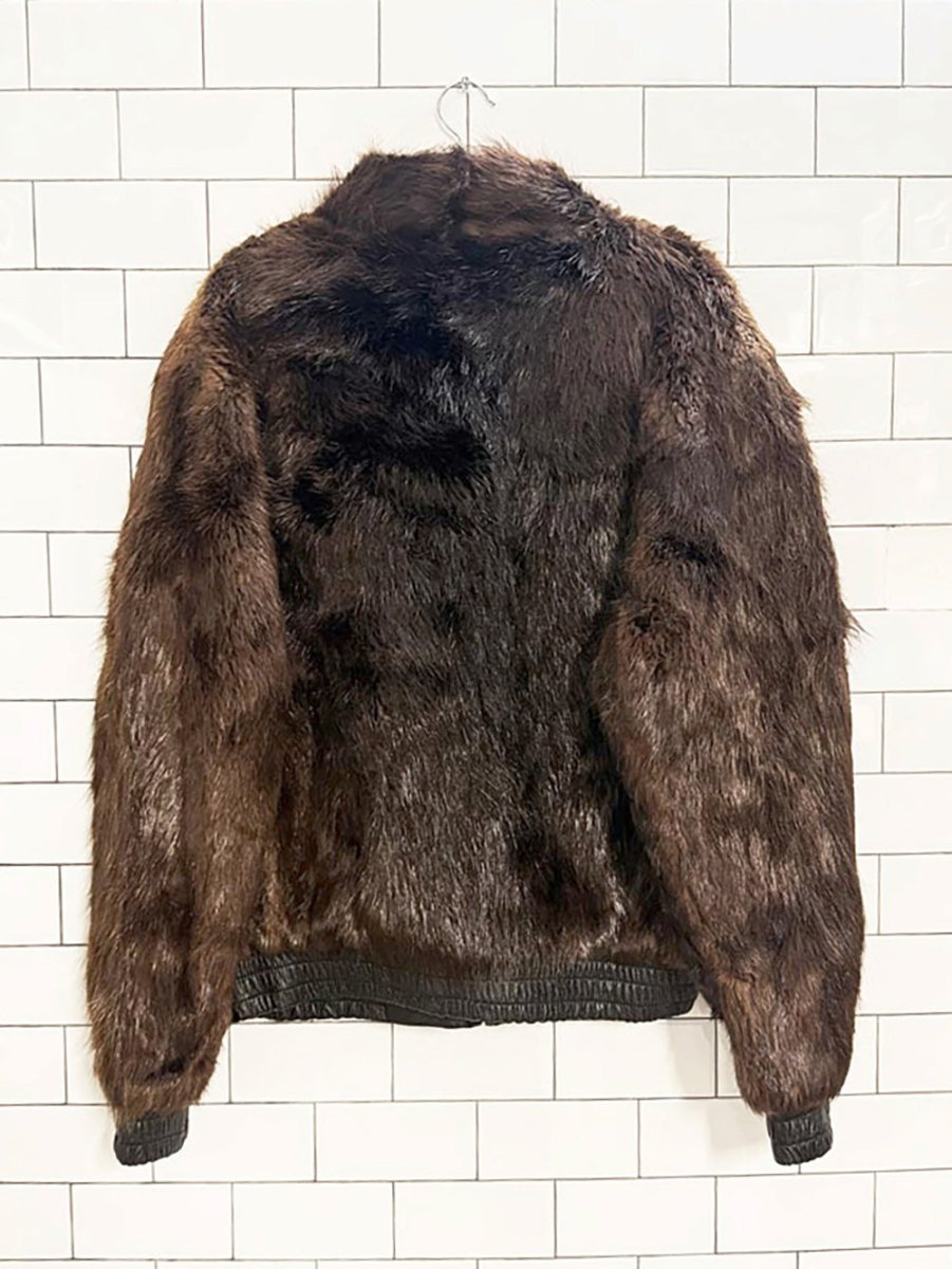 vintage mink full zip leather trim bomber jacket | klyman furs | made in Canada - good market thrift store